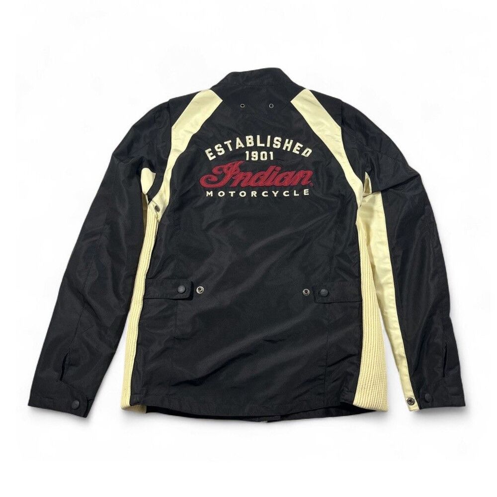 Indian Motorcycle Women’s Riding Jacket Black Cream Size M Embroidered